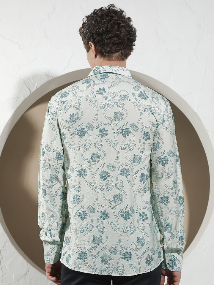 Blue Floral Print Shirt