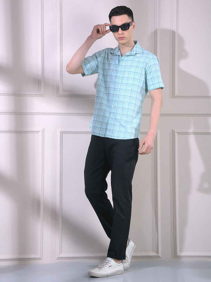 Green 100% Cotton Checked Shirt