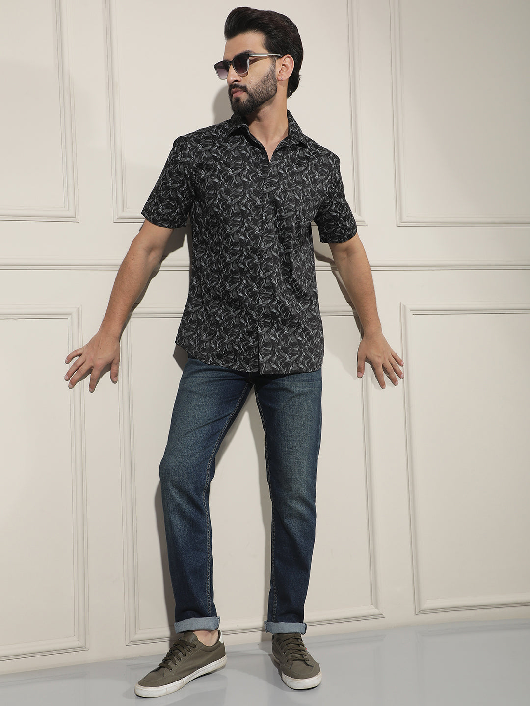 Black Printed 100% Cotton Shirt