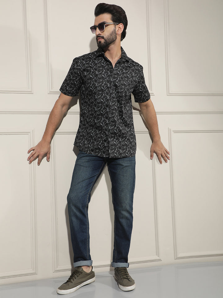 Black Printed 100% Cotton Shirt