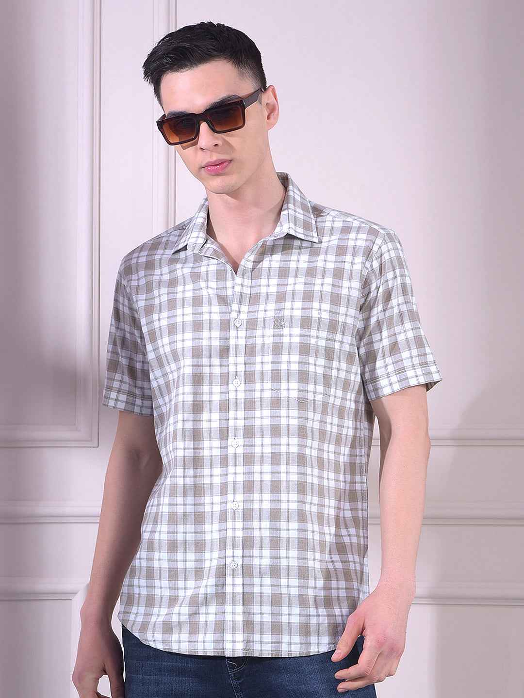 Beige Checked Shirt
