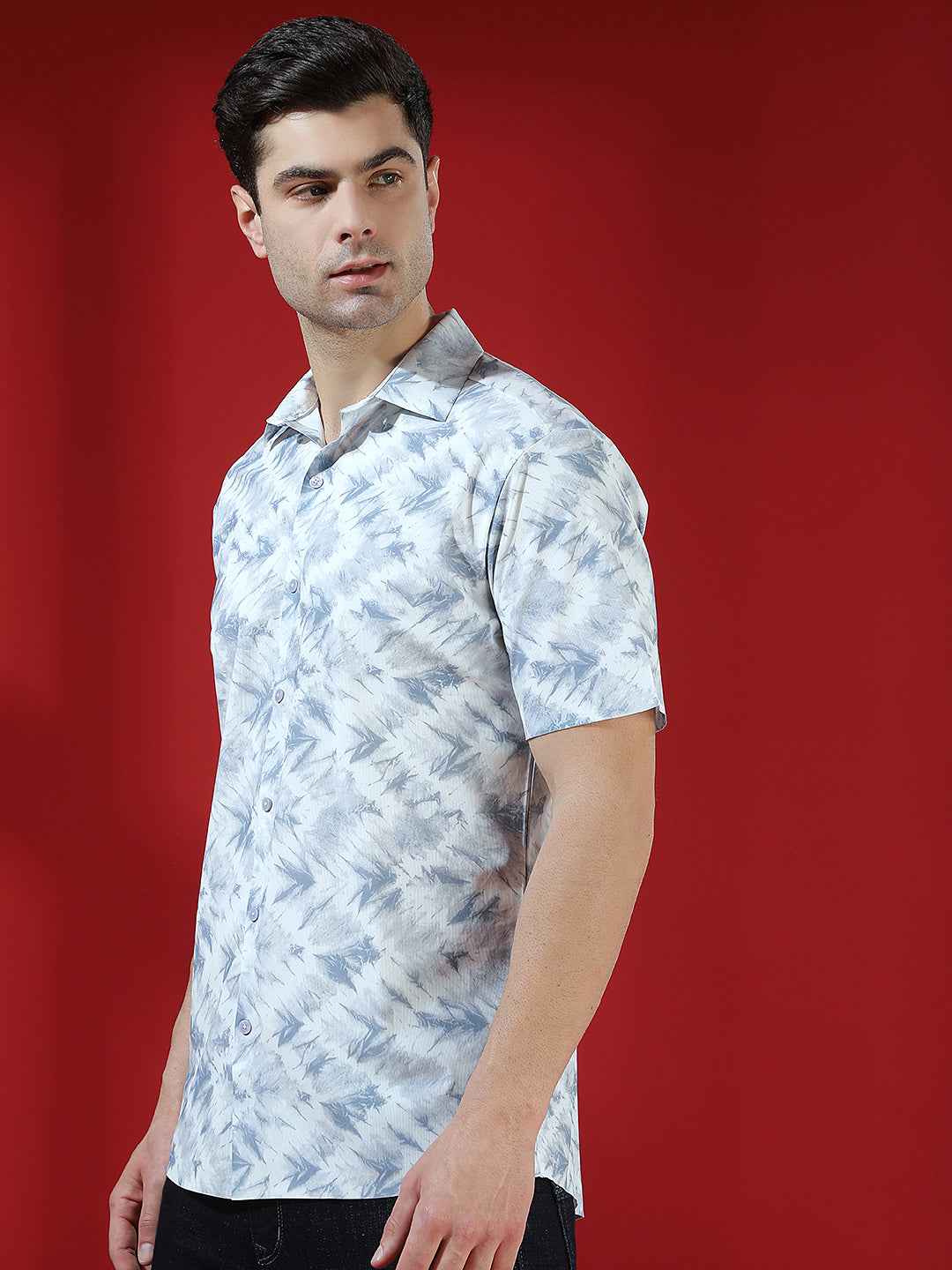 Grey Abstract Print Chic Shirt