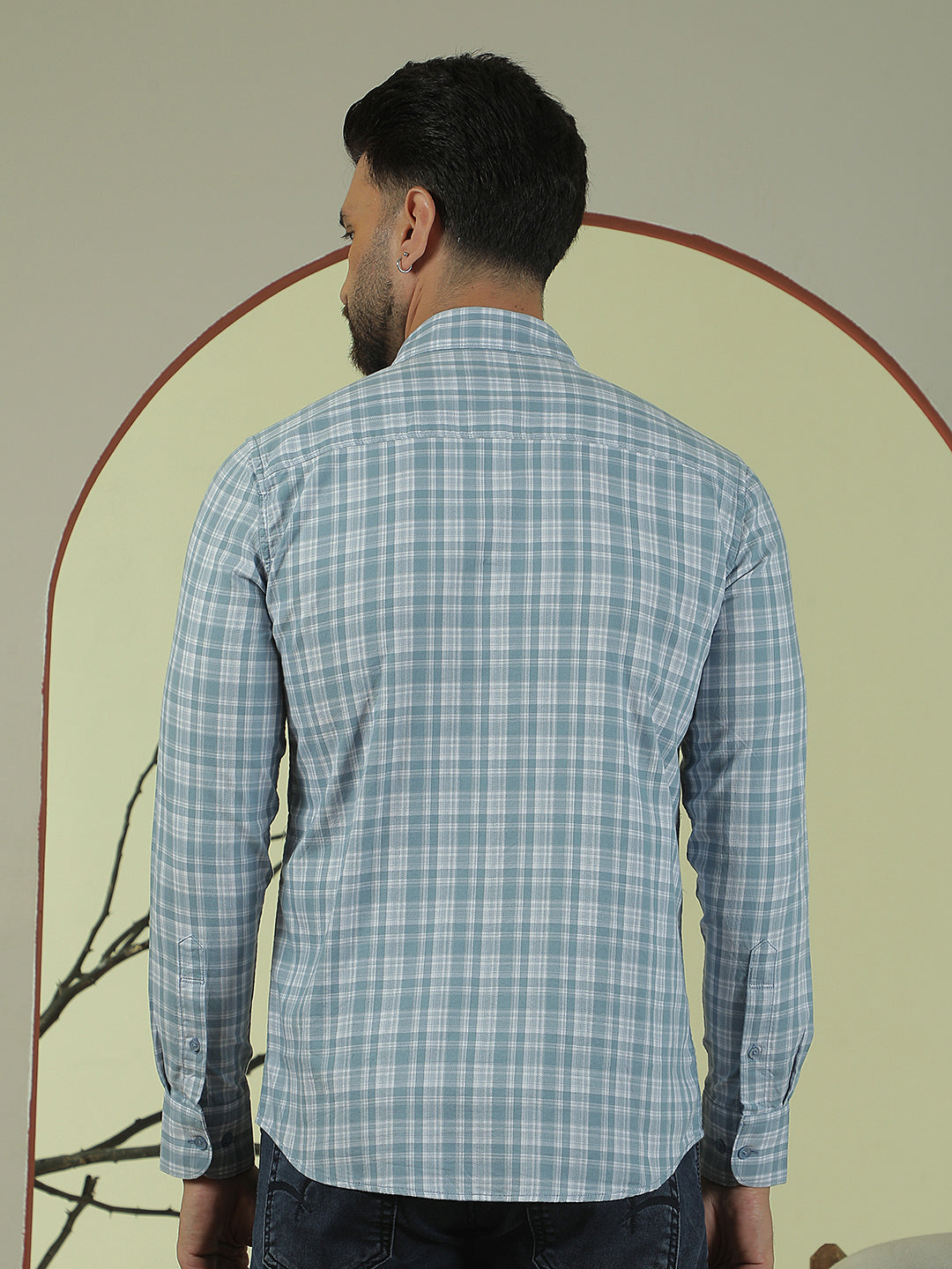 Blue Checked 100% Cotton Shirt
