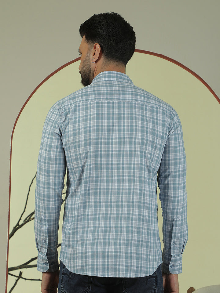 Blue Checked 100% Cotton Shirt