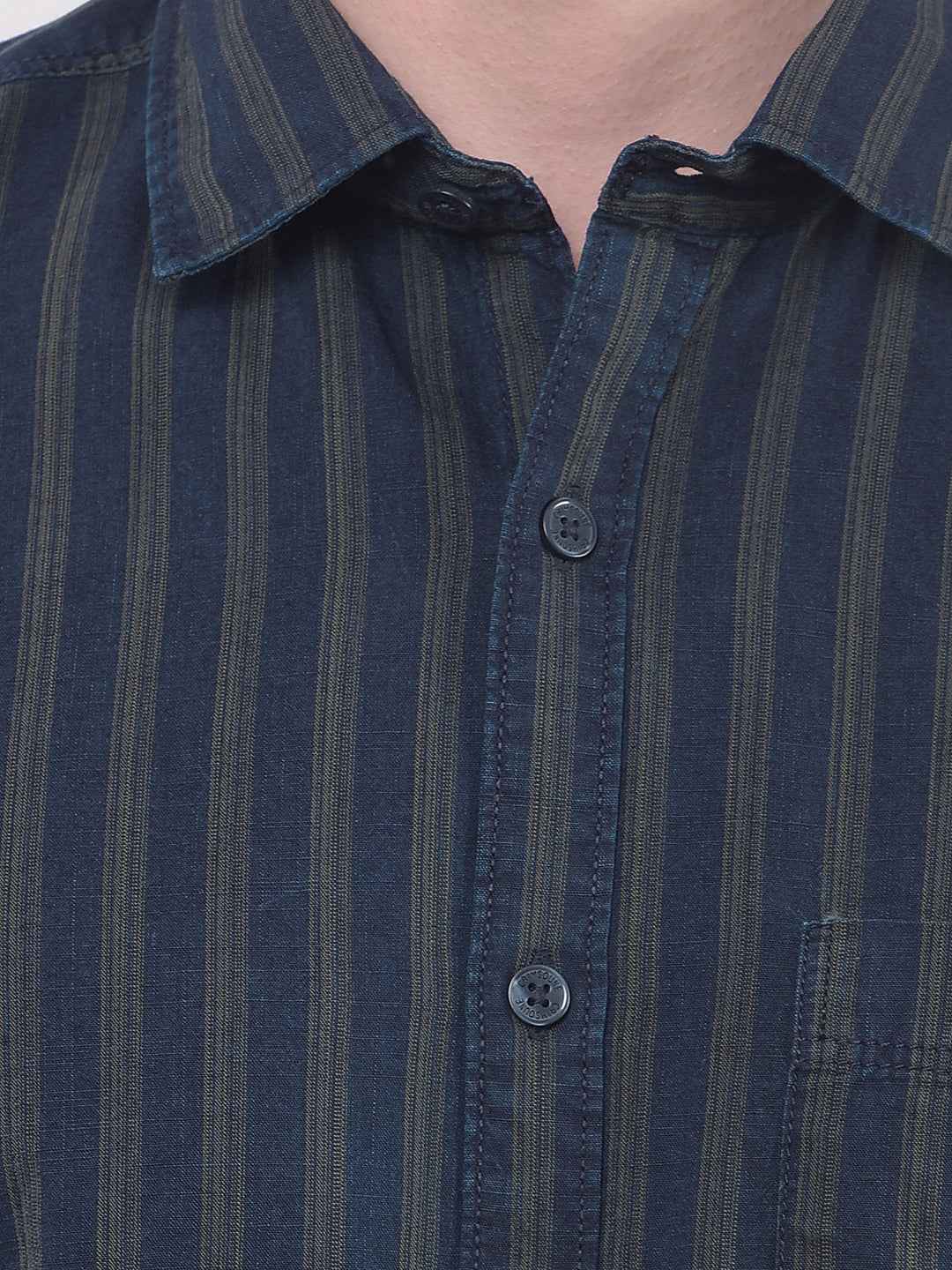 Green Vertical Stripes 100% Cotton Shirt