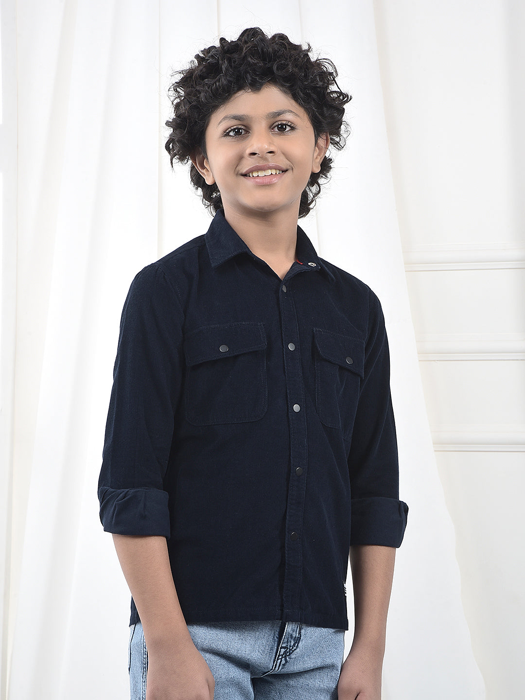 Blue 100% Cotton Corduory Shirt