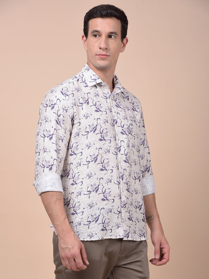 Purple Floral Print Shirt