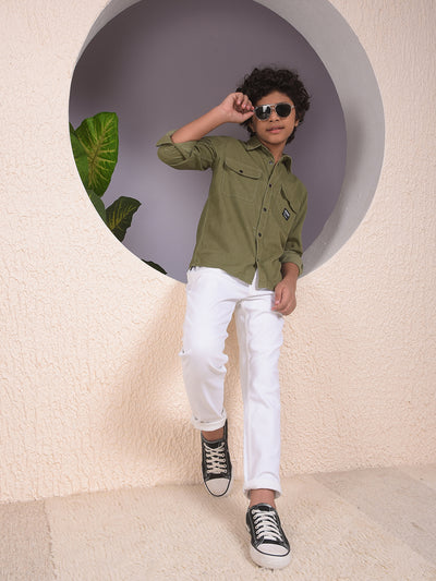 Green 100% Cotton Corduory Shirt
