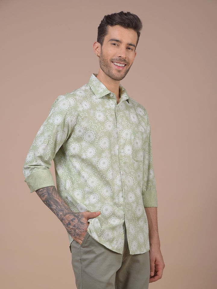 Green Floral Print Shirt