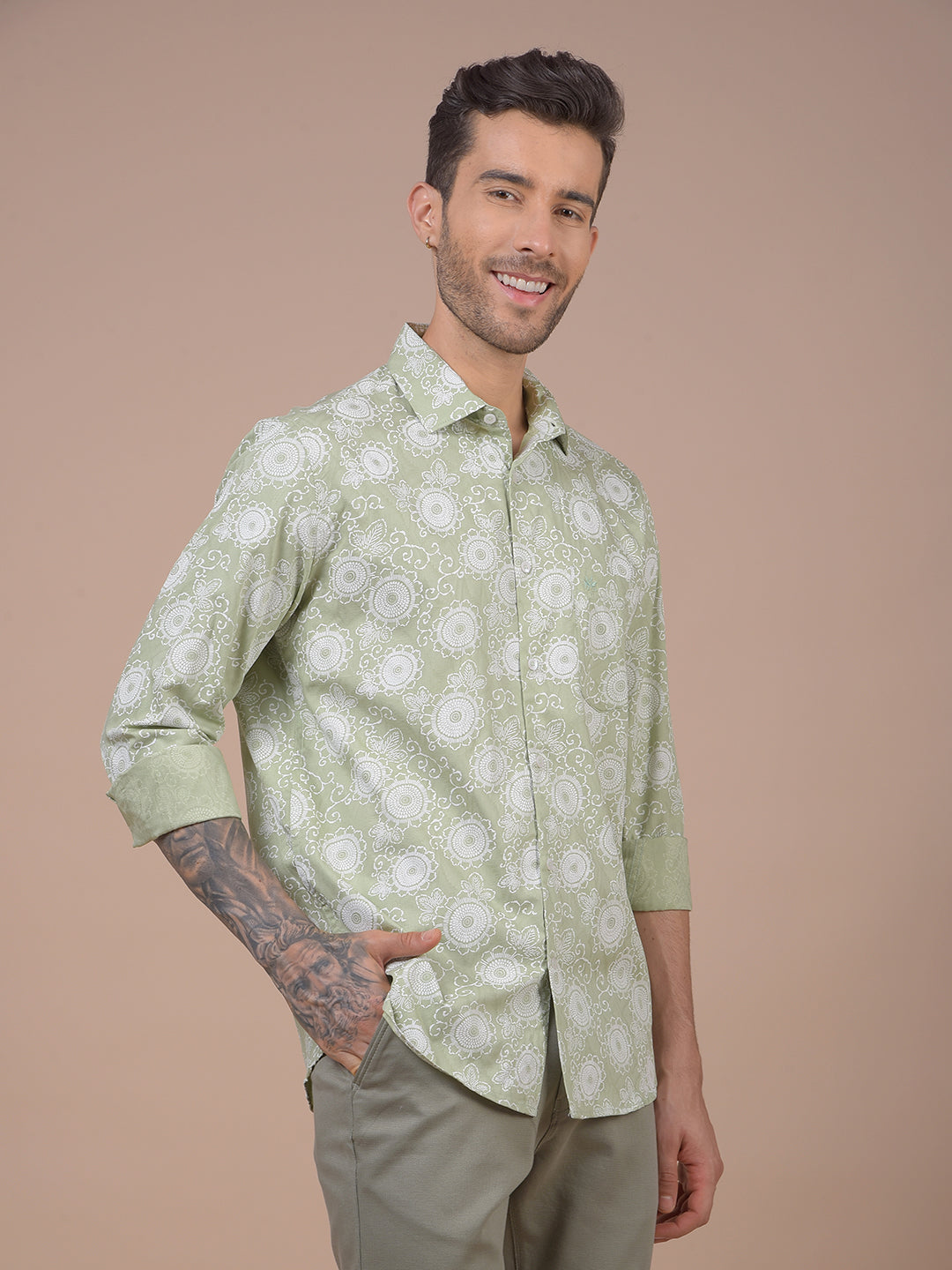 Green Floral Print Shirt