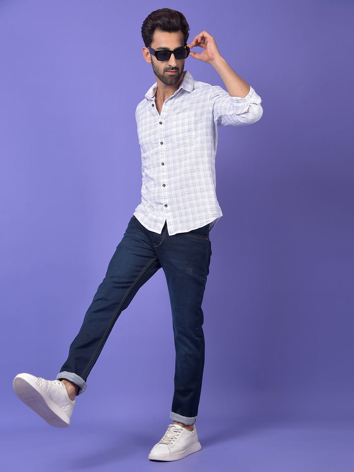 White Checked 100% Cotton Shirt