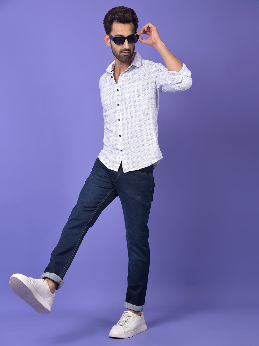 White Checked 100% Cotton Shirt