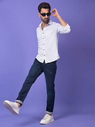 White Checked 100% Cotton Shirt