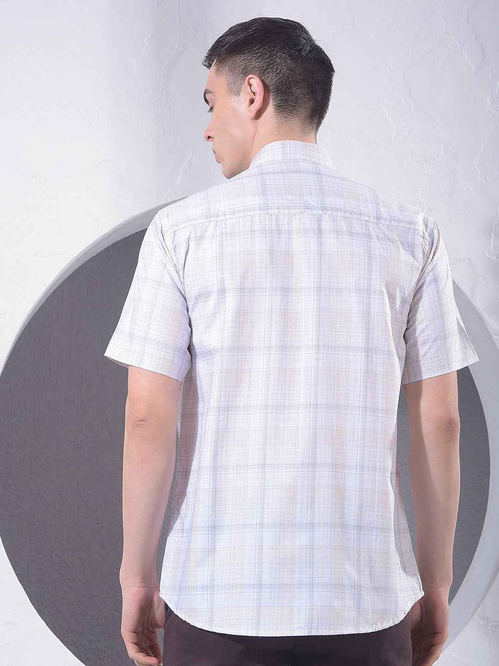 Beige Checked 100% Cotton Shirt
