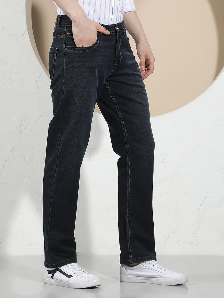 Navy Blue Straight Jeans