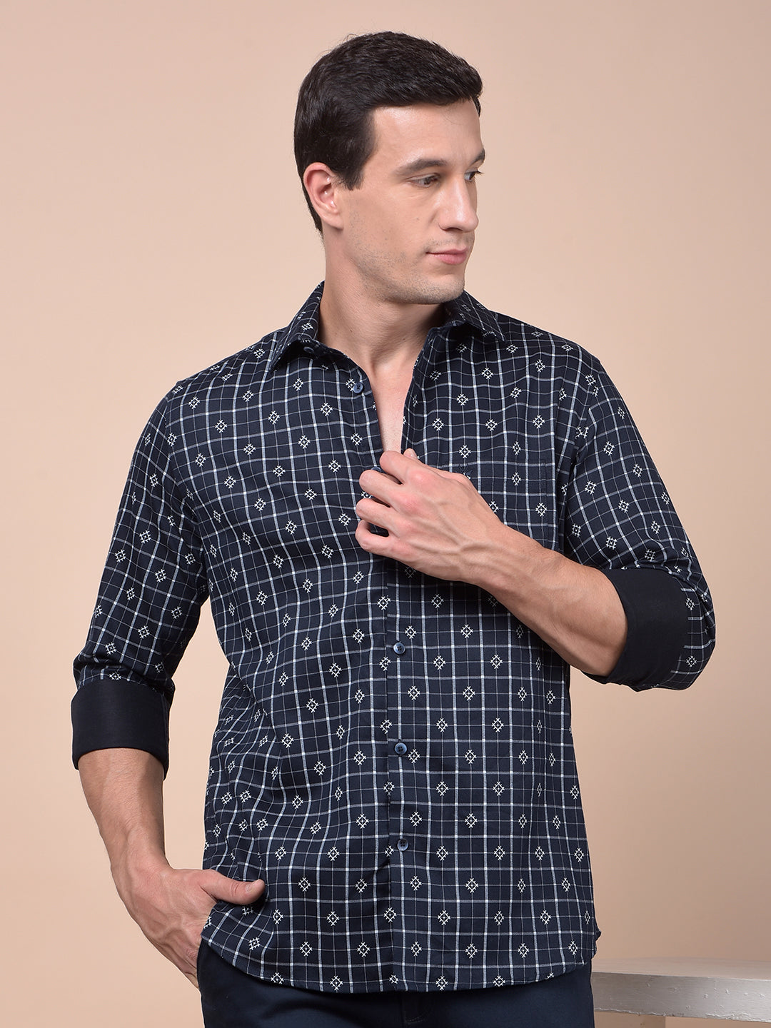 Tailored Trim Blue Printed Shirt