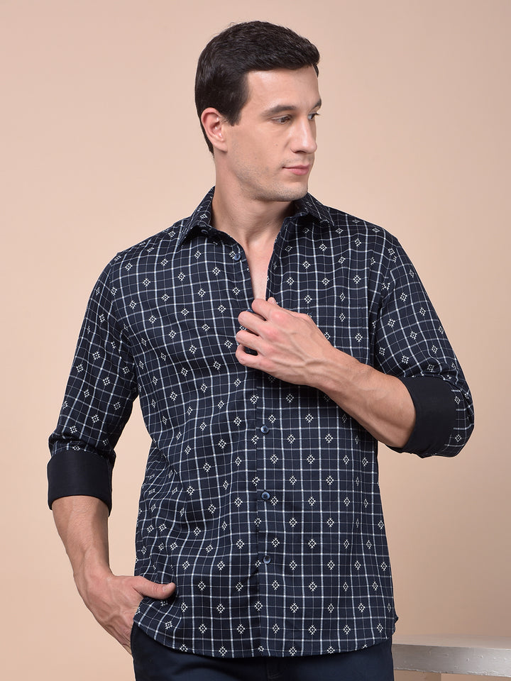 Tailored Trim Blue Printed Shirt
