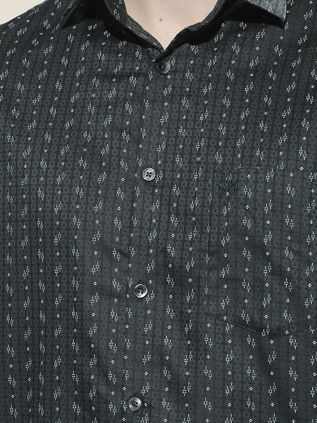 Green Micro Print Shirt