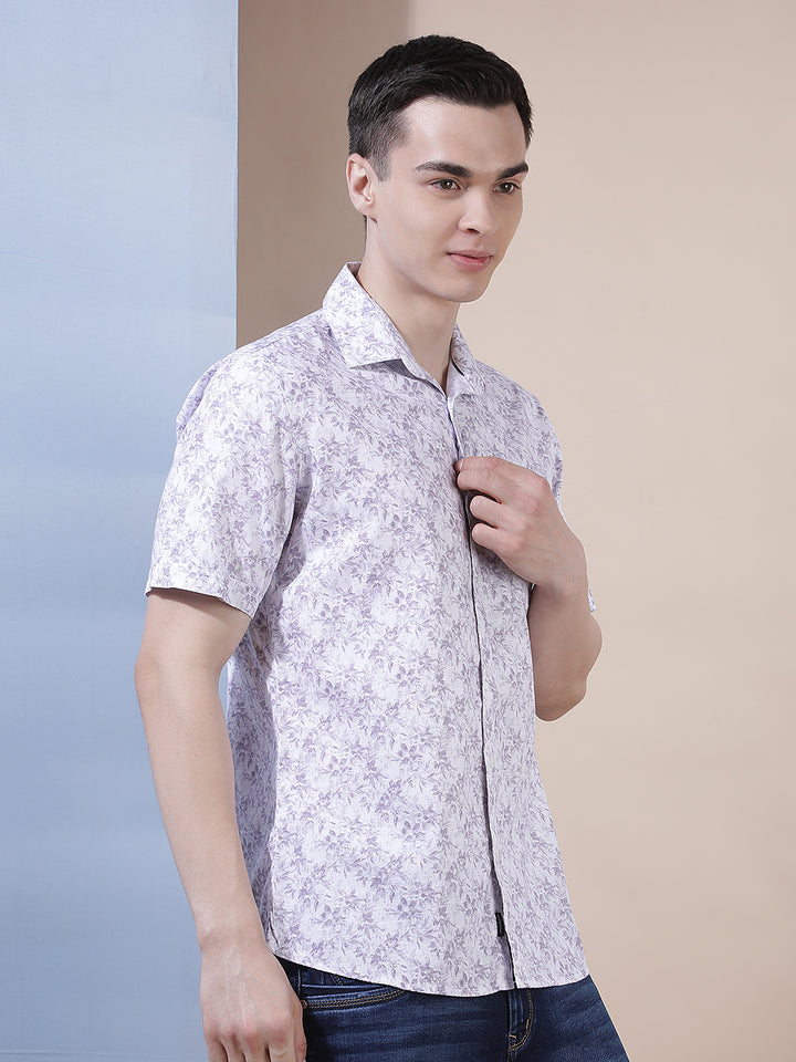 Purple Floral Print Shirt