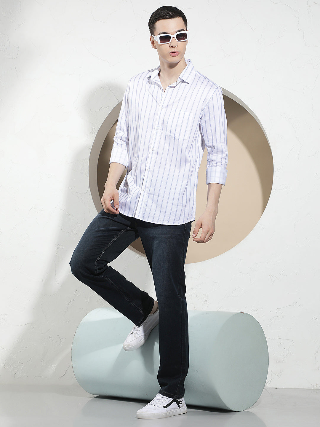 Navy Blue Straight Jeans