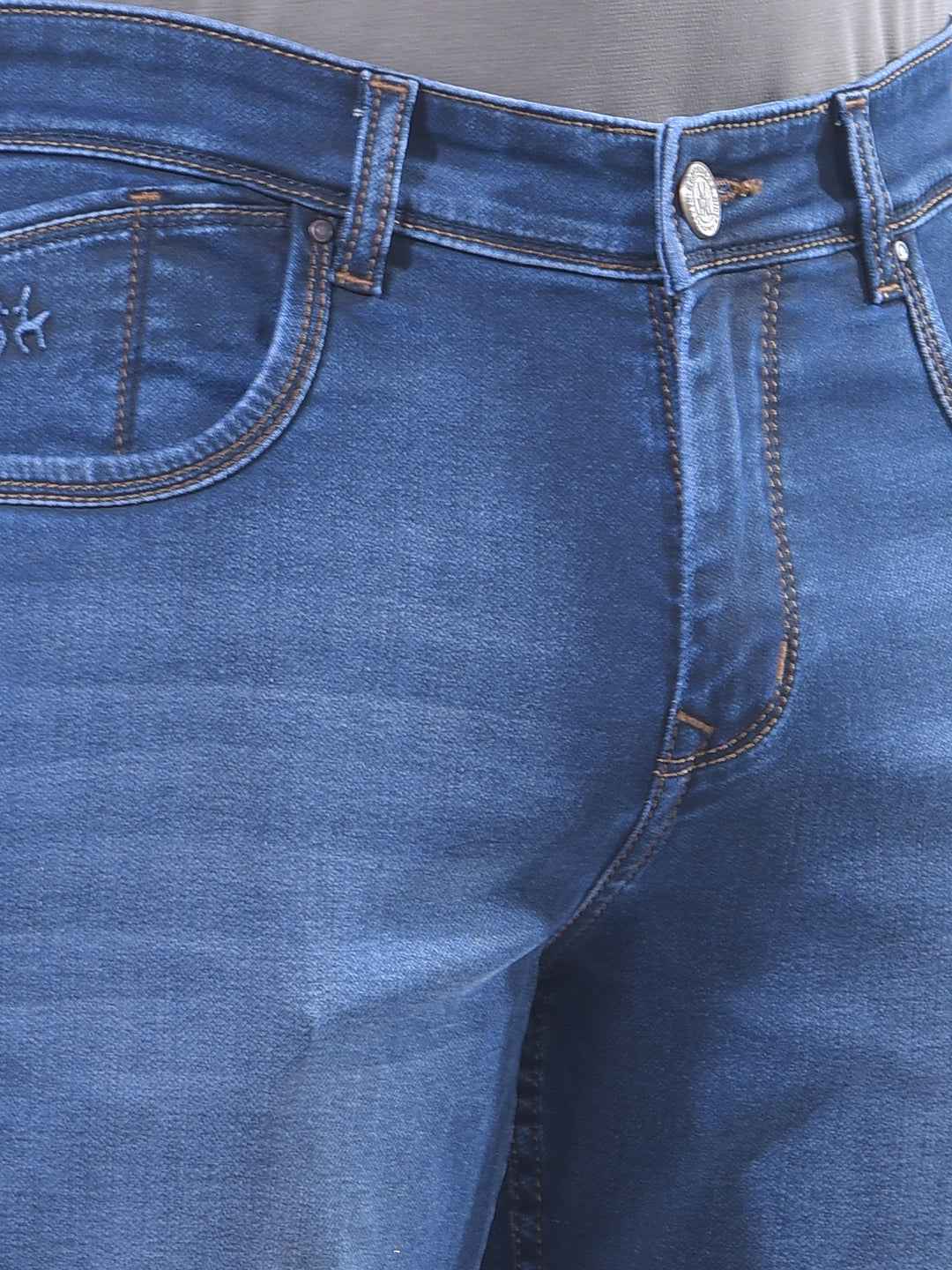 Vivid Blue Faded Stretch Jeans