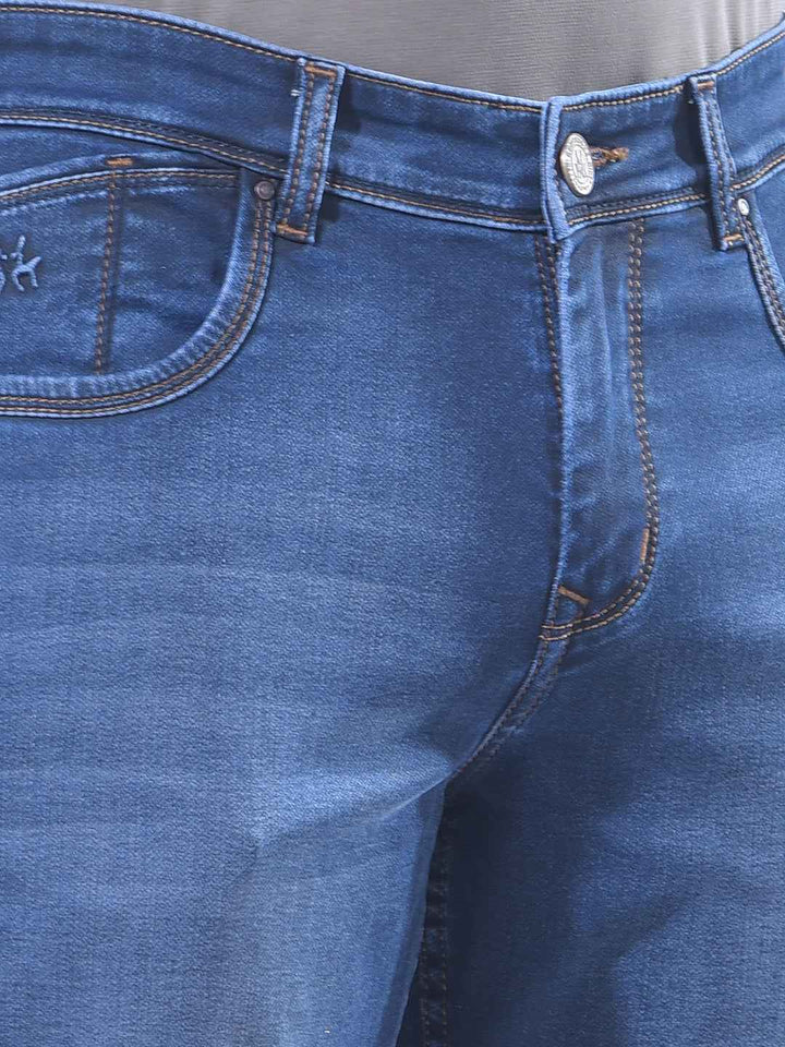 Vivid Blue Faded Stretch Jeans