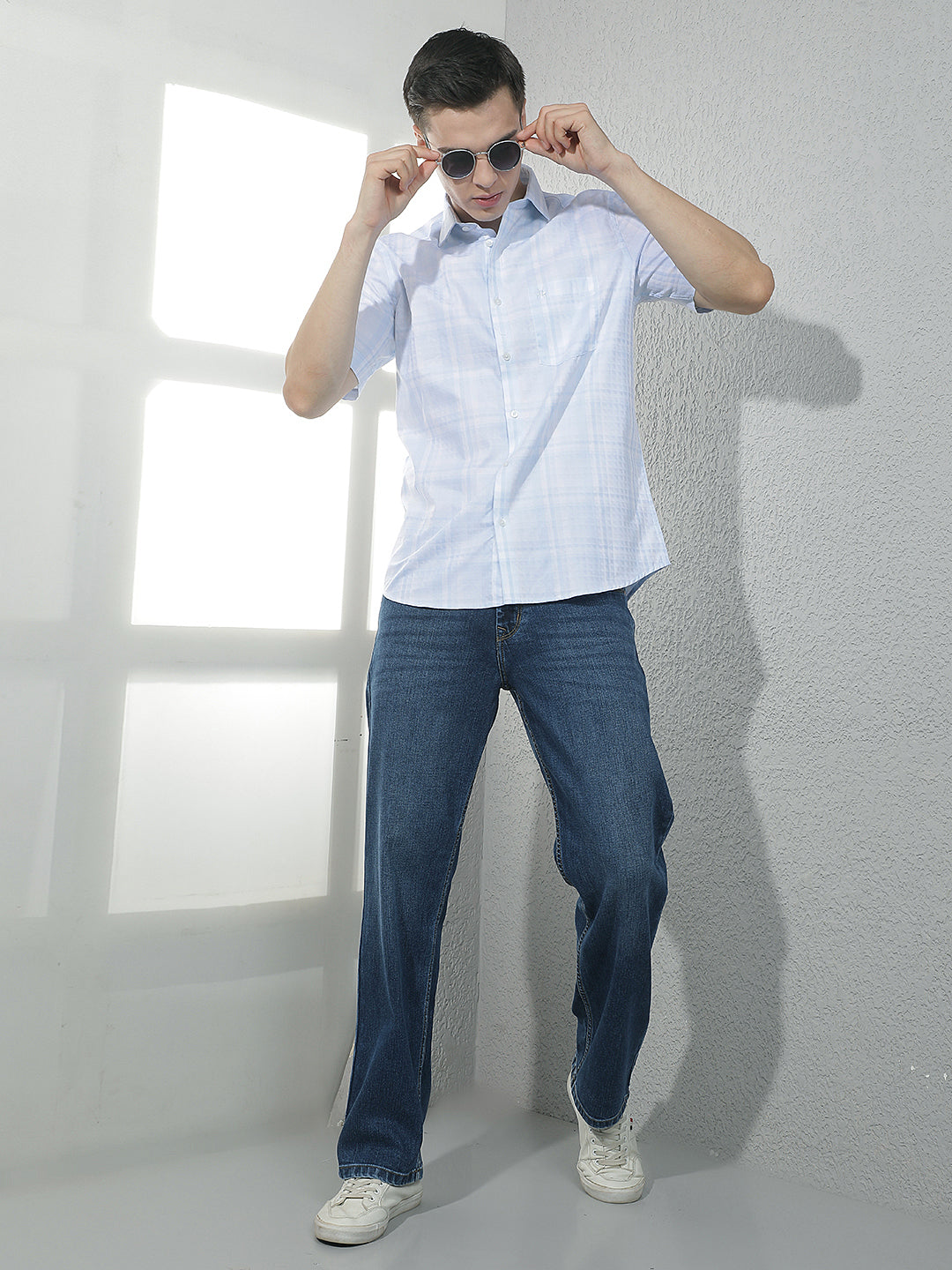 Blue Graphic Print 100% Cotton Shirt