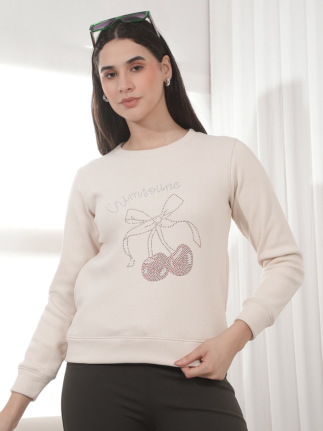 Urban Sunlit Peach Embellished Sweatshirt