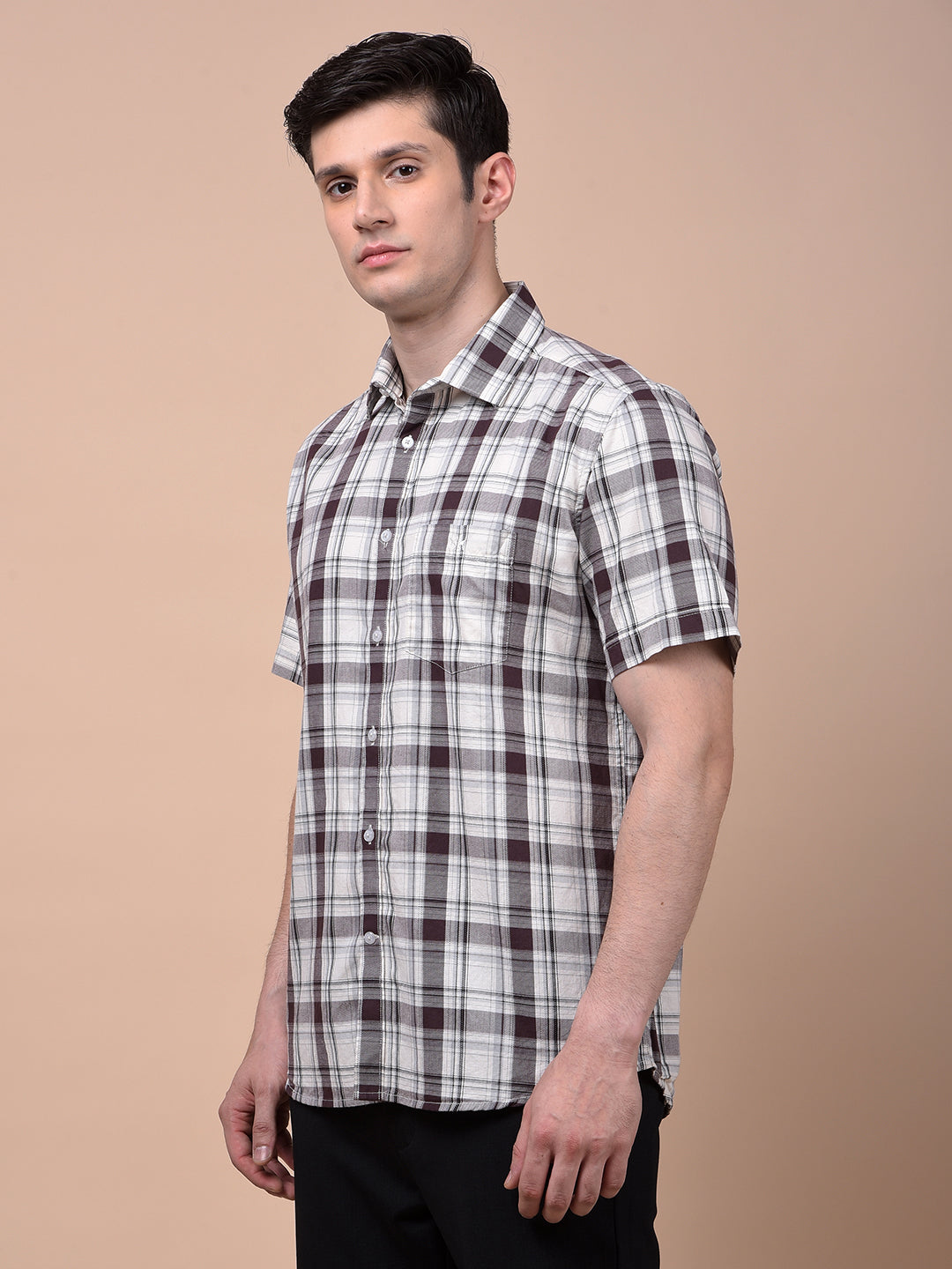 Grey Checked 100% Cotton Shirt