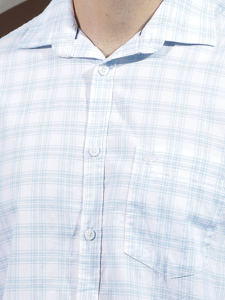 White 100% Cotton Checked Shirt
