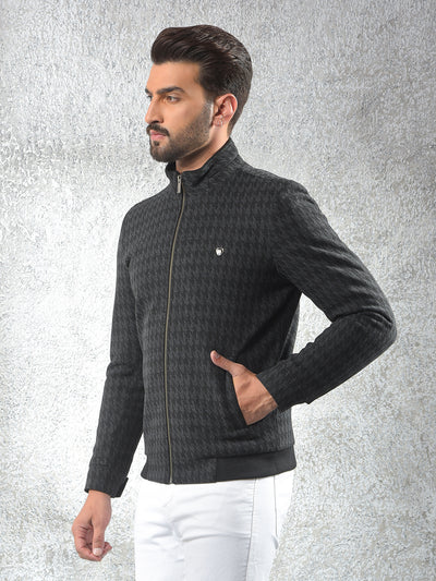 Black Jacquard Puffer Jacket