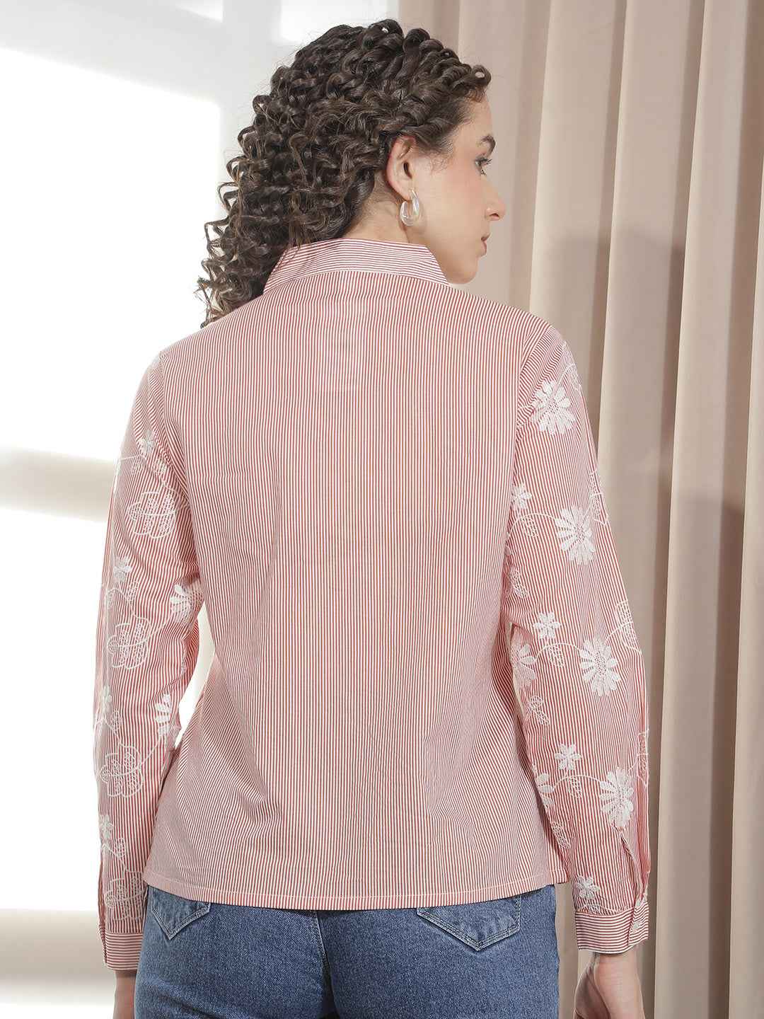 Red 100% Cotton Embroidery Shirt