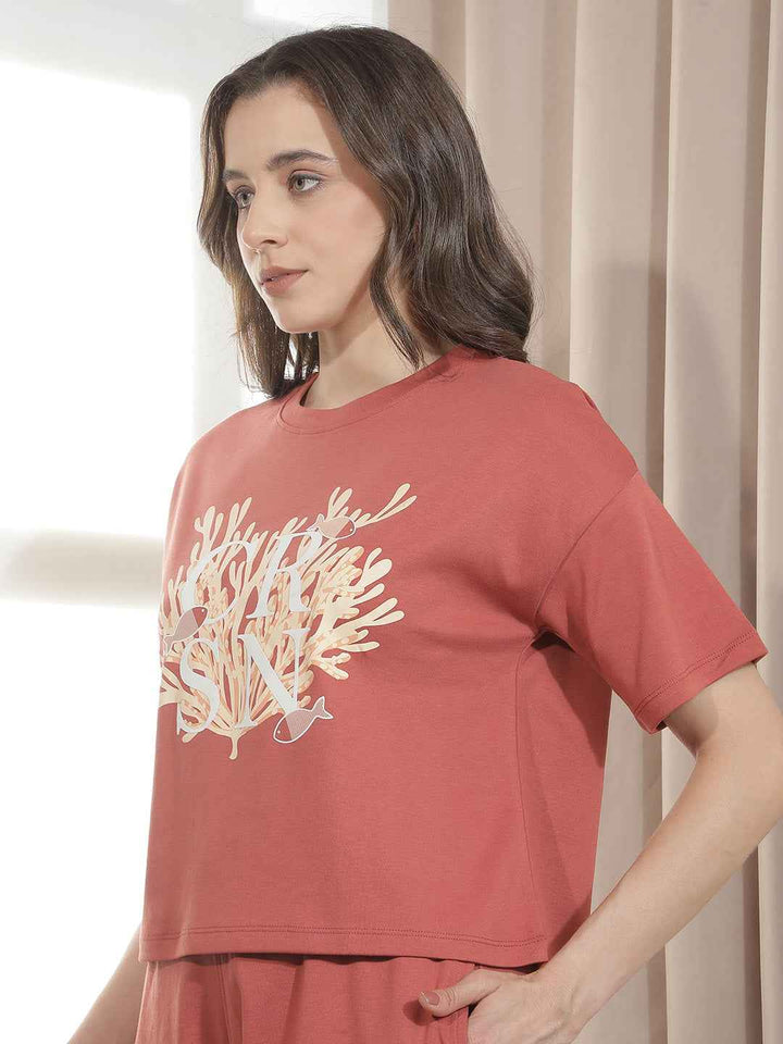 Red Graphic Printed Oversize T-Shirt