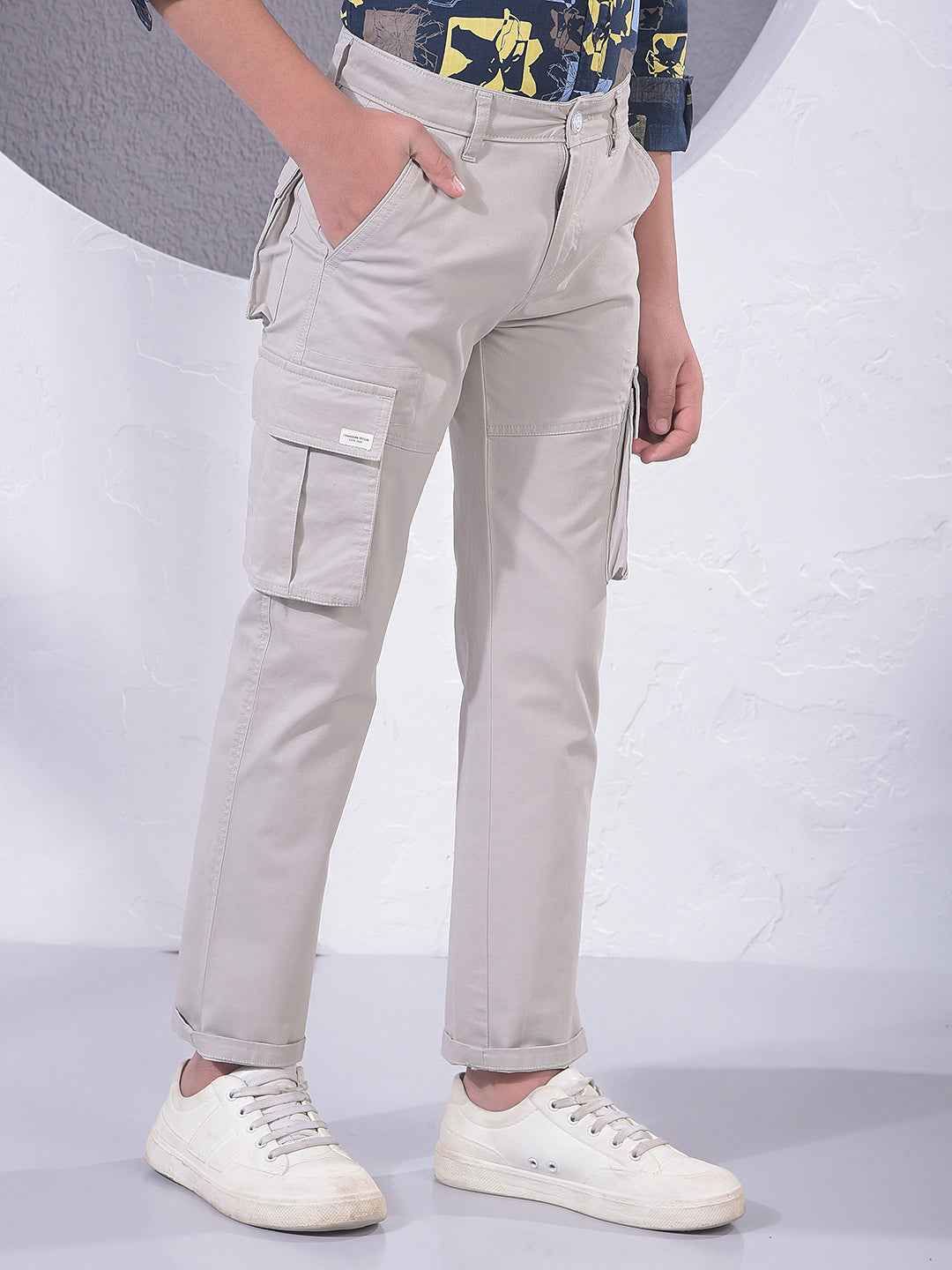 Soft Beige Utility Cargo Trousers