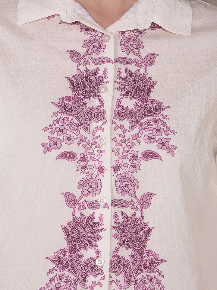 Elegant Purple Embroidered Shirt