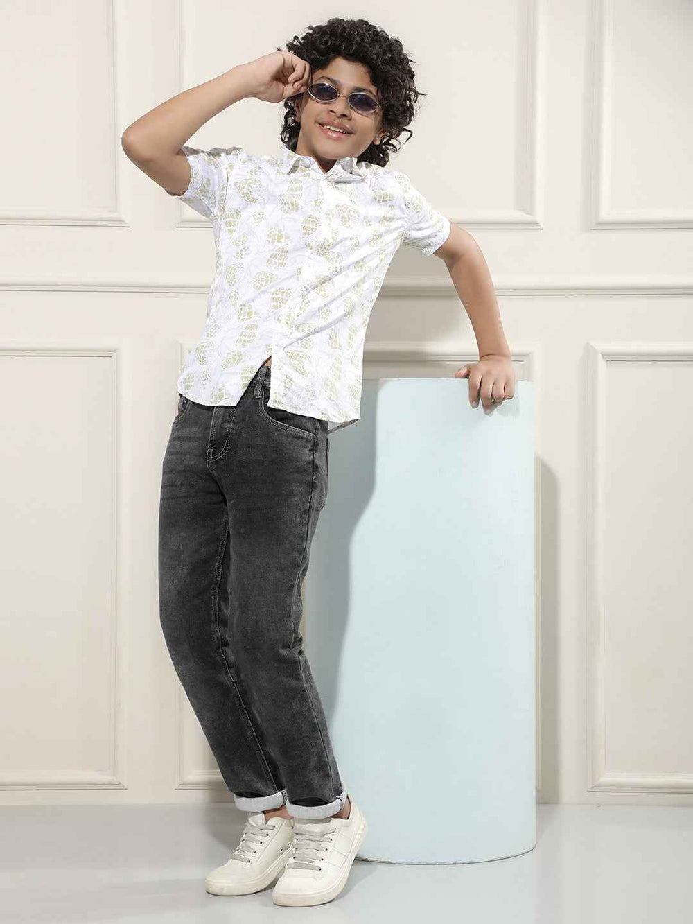 Olive Floral Print Shirt