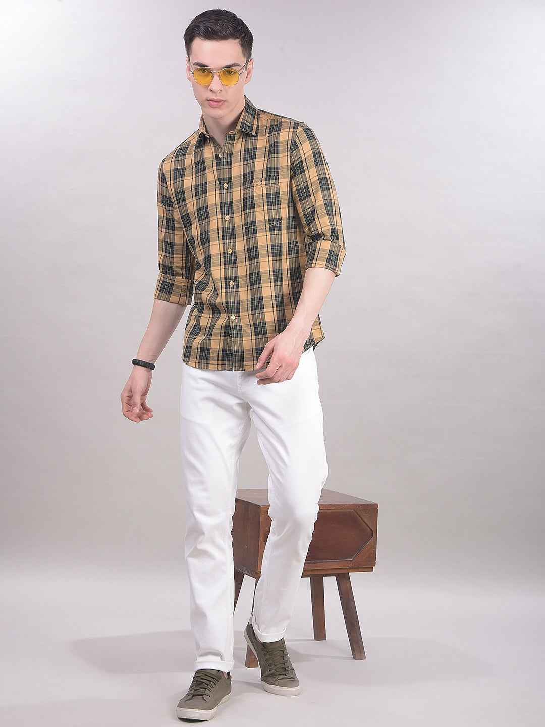 Green Checked 100% Cotton Shirt