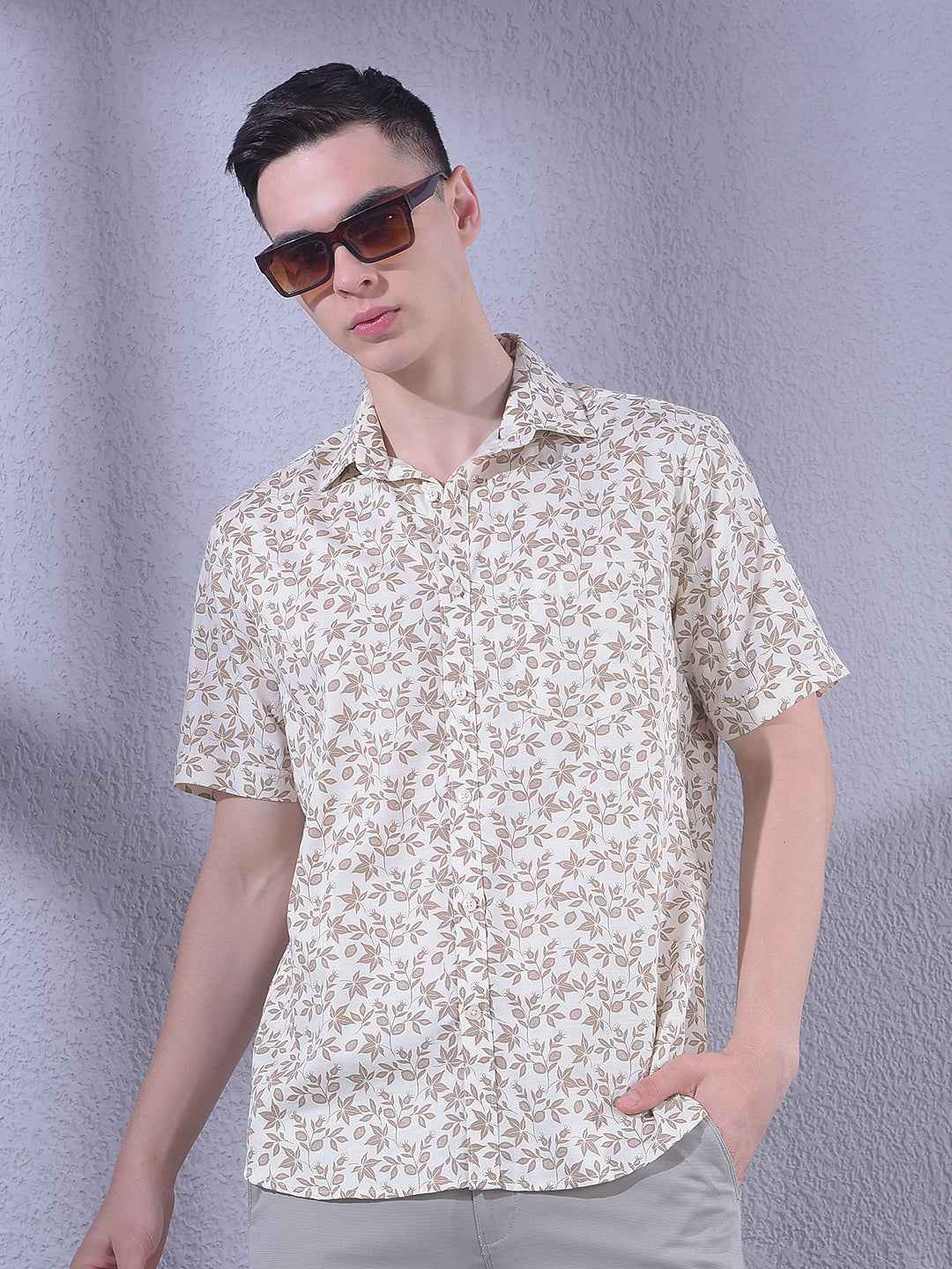 Brown Floral Print Shirt