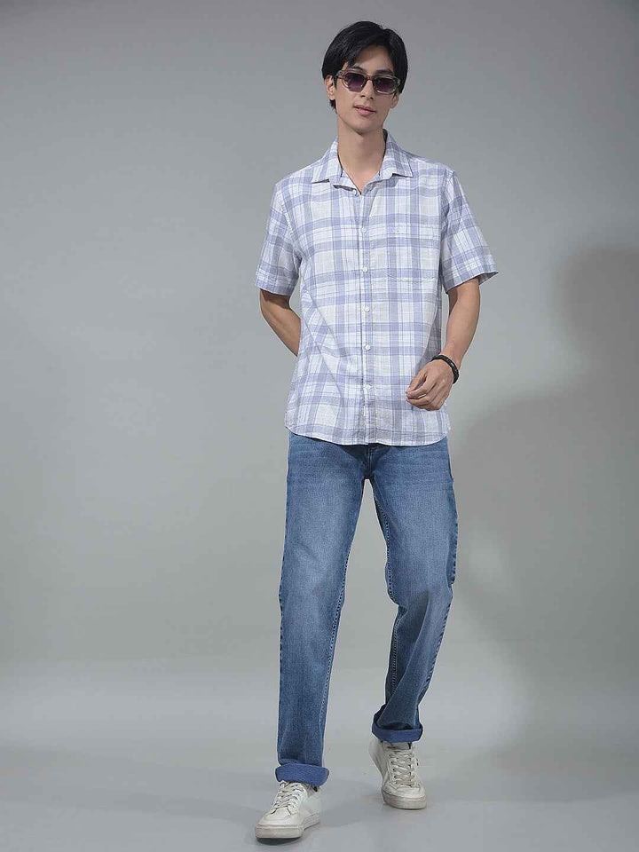 Purple Checked 100% Cotton Shirt