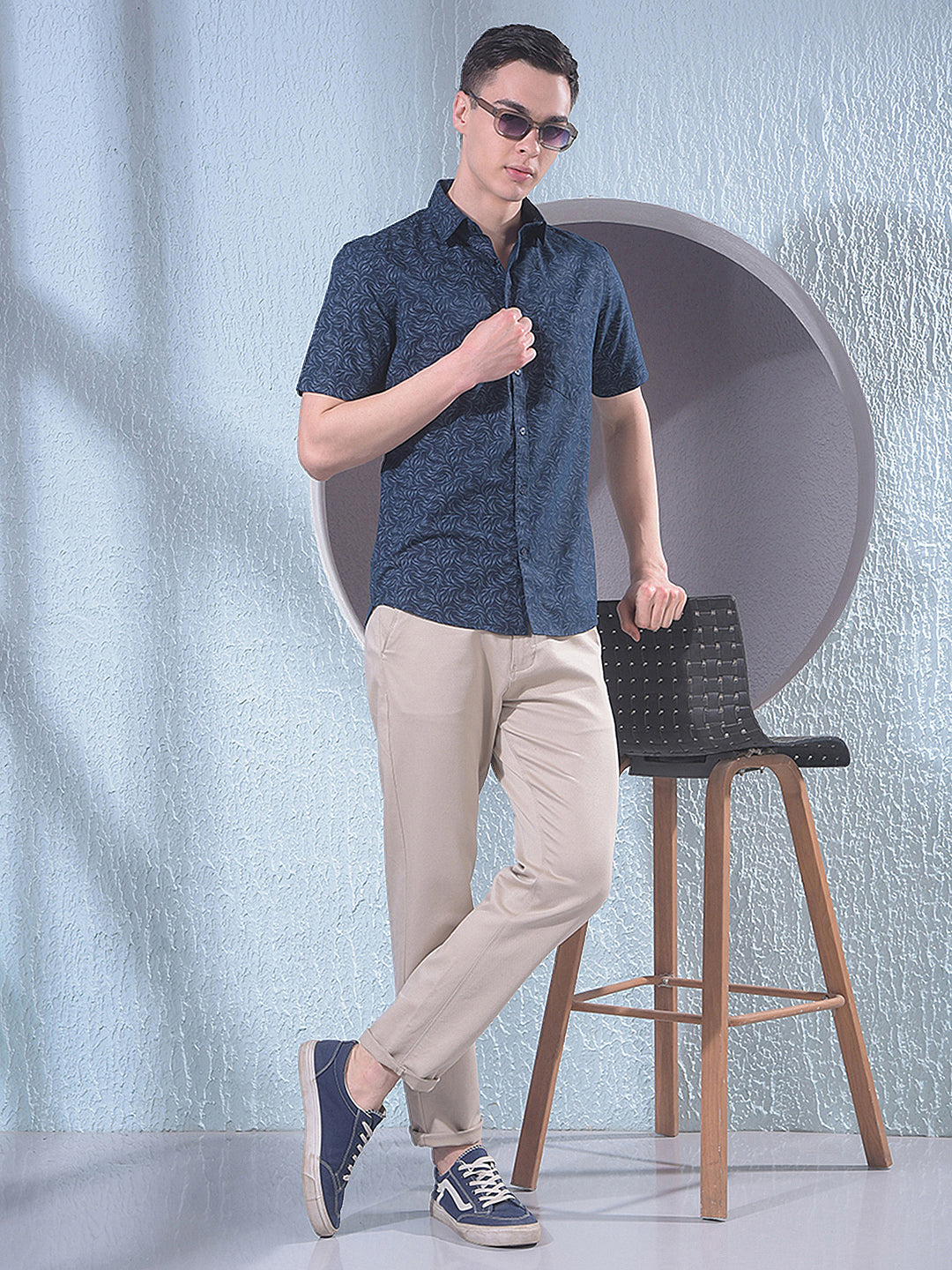 Navy Blue Printed Shirt