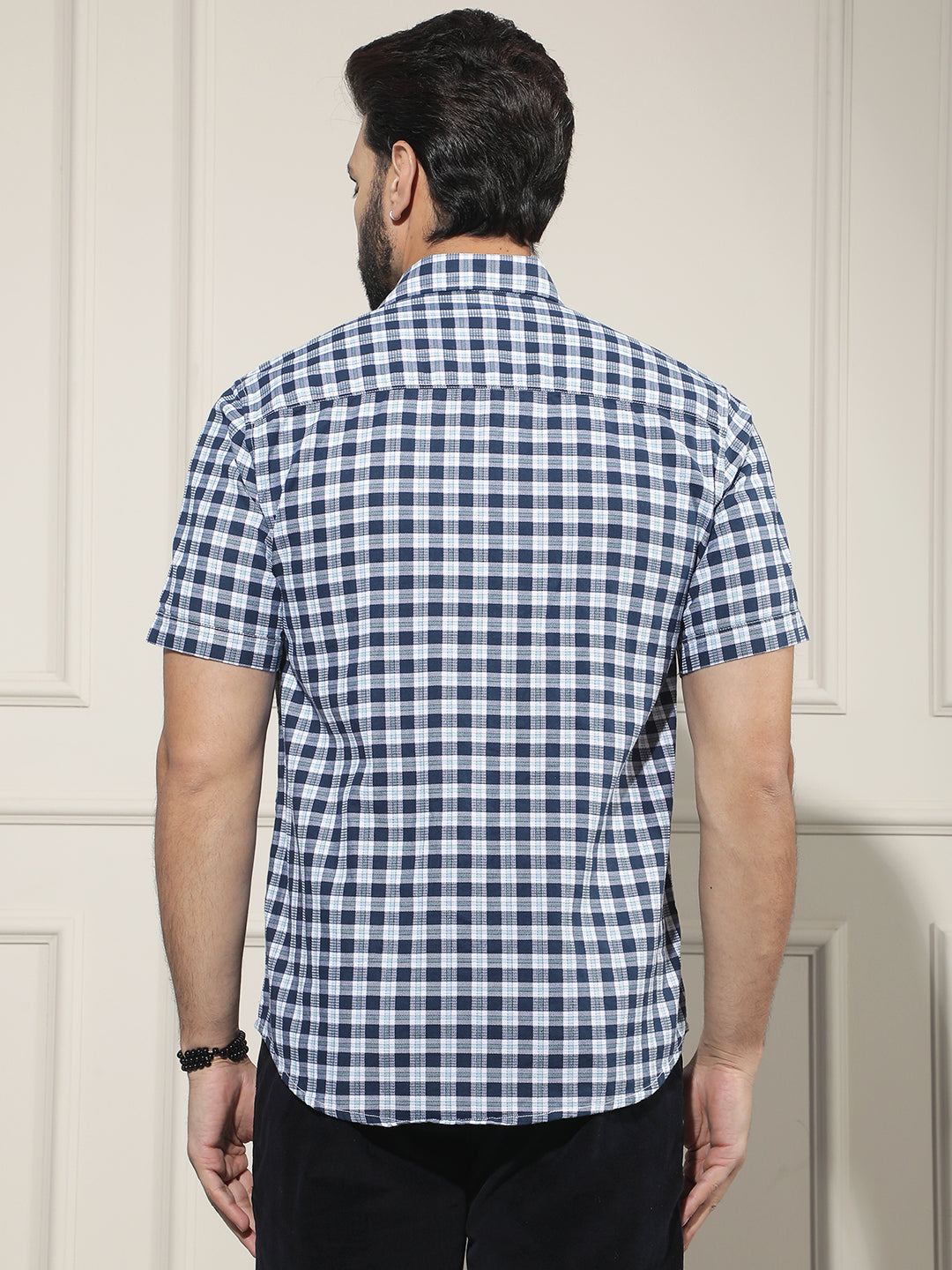 Blue Checked 100% Cotton Shirt