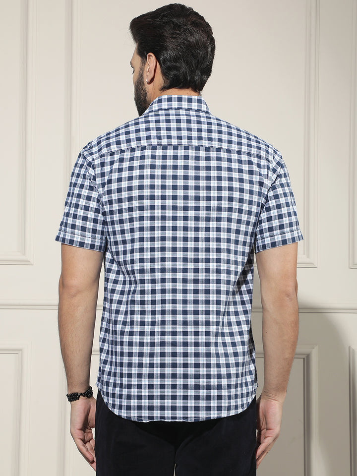Blue Checked 100% Cotton Shirt
