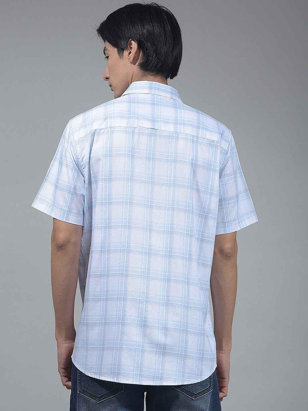 Blue Checked 100% Cotton Shirt