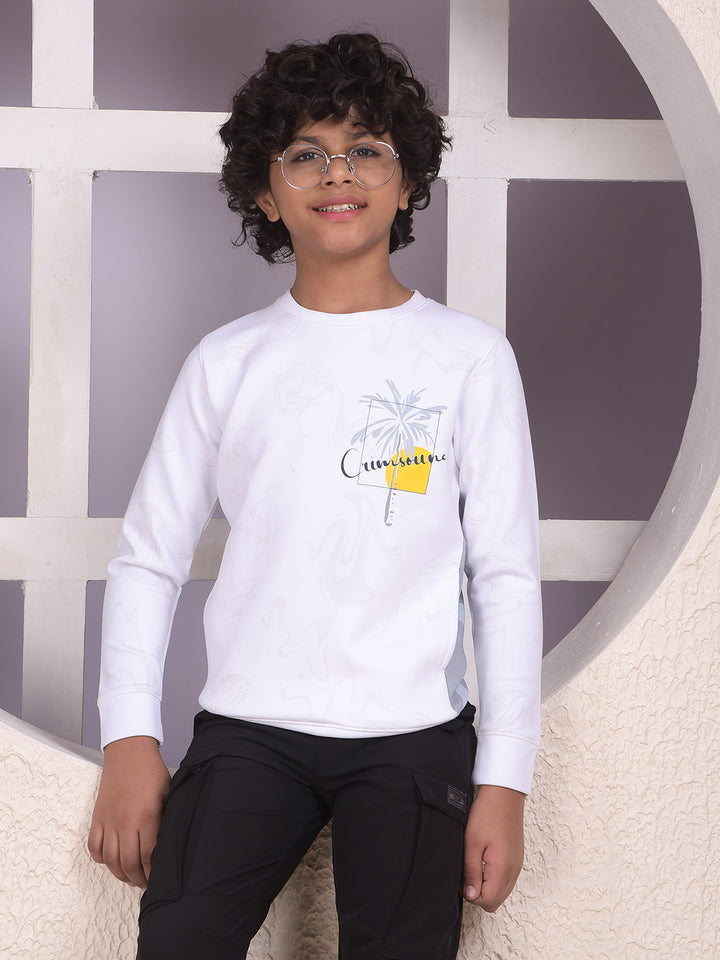 Effortless White Printed Sweatshirt