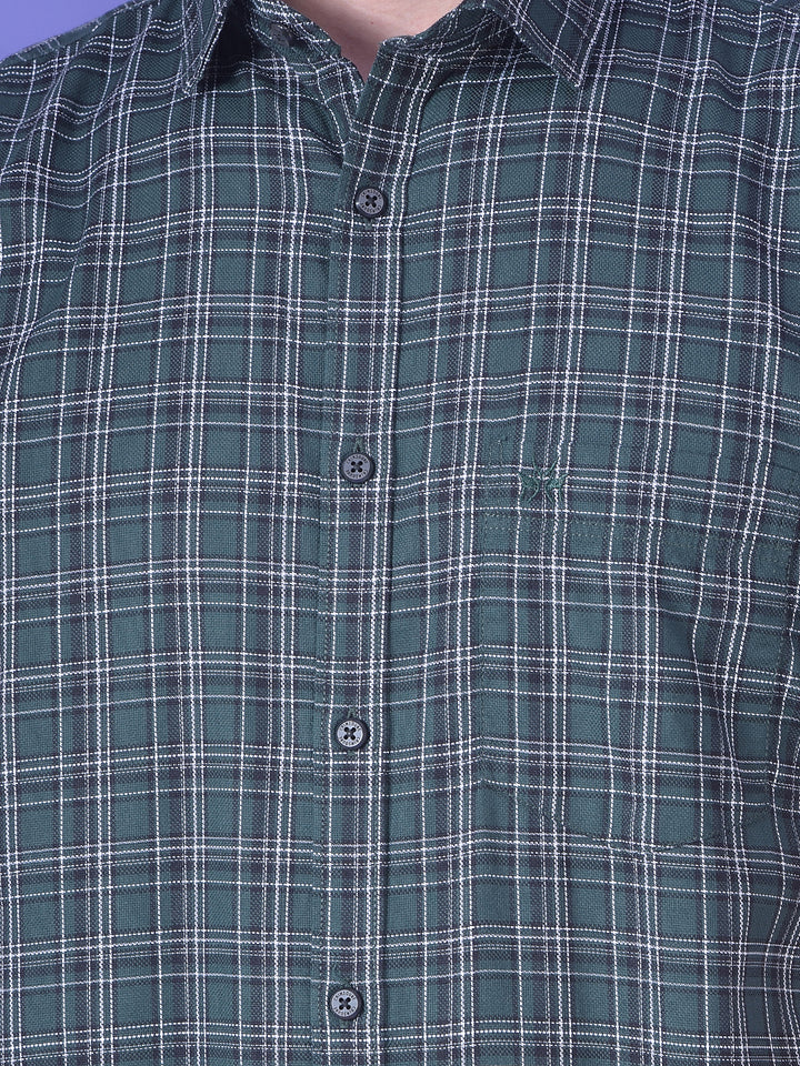 Forest Green Checked 100% Cotton Shirt