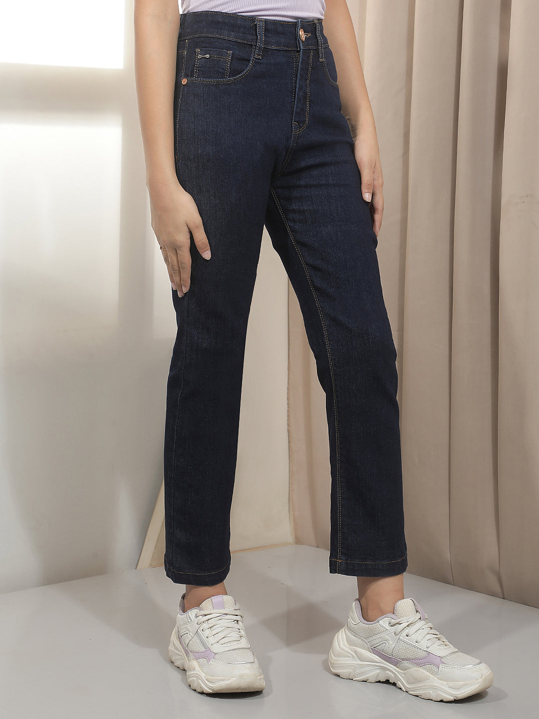 Navy Blue Straight Jeans