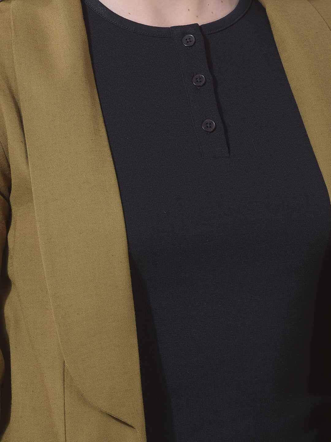 Olive Notched Lapel Open Front Blazer