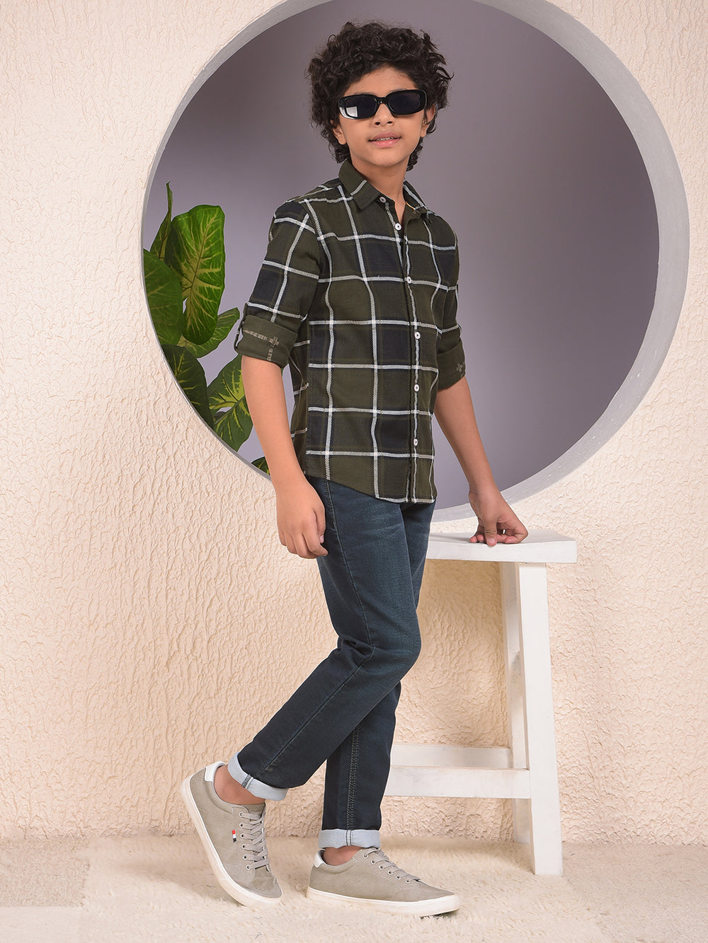 Green Checked 100% Cotton Shirt