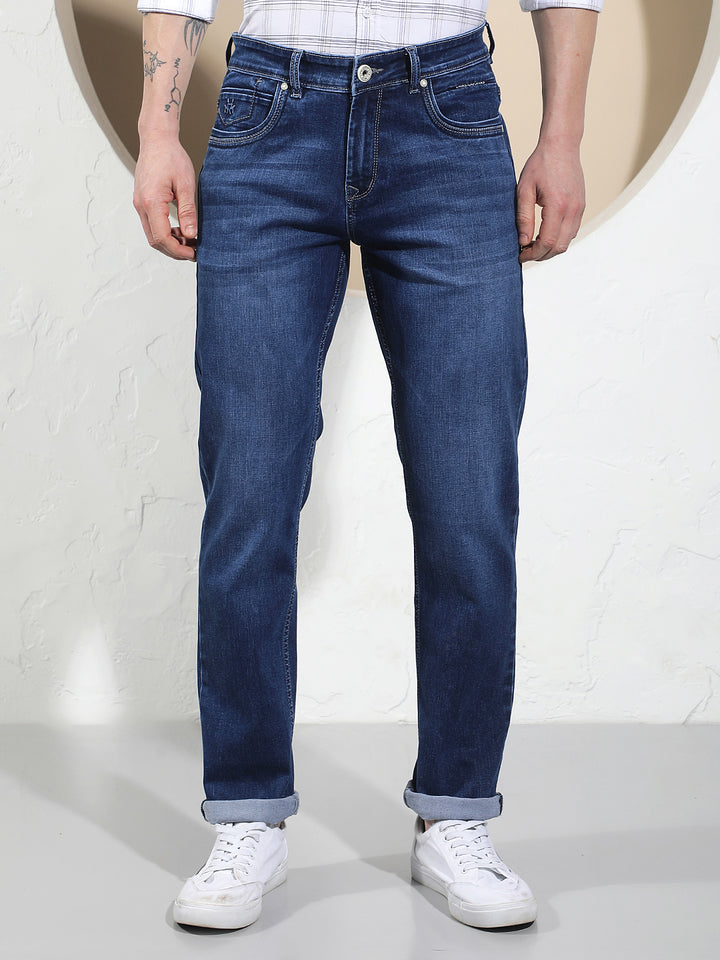 Luxe Ocean Blue Straight Jeans