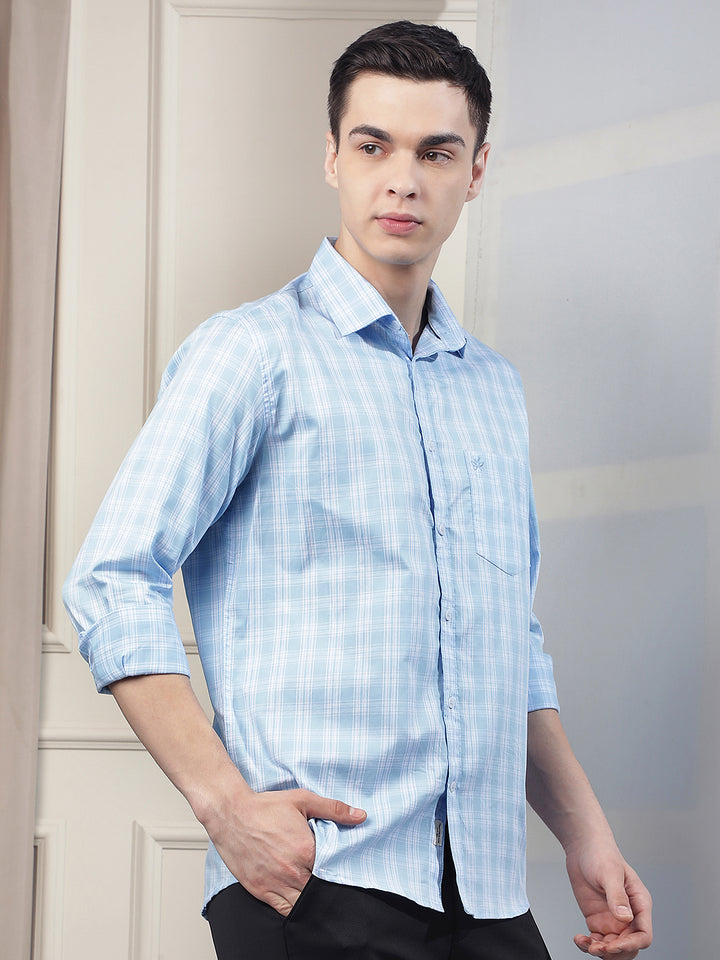 Blue Checked 100% Cotton Shirt